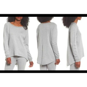 Michael Lauren Women‎ Medium Louie High Low Sweatshirt Gray Lurex Back Zip New